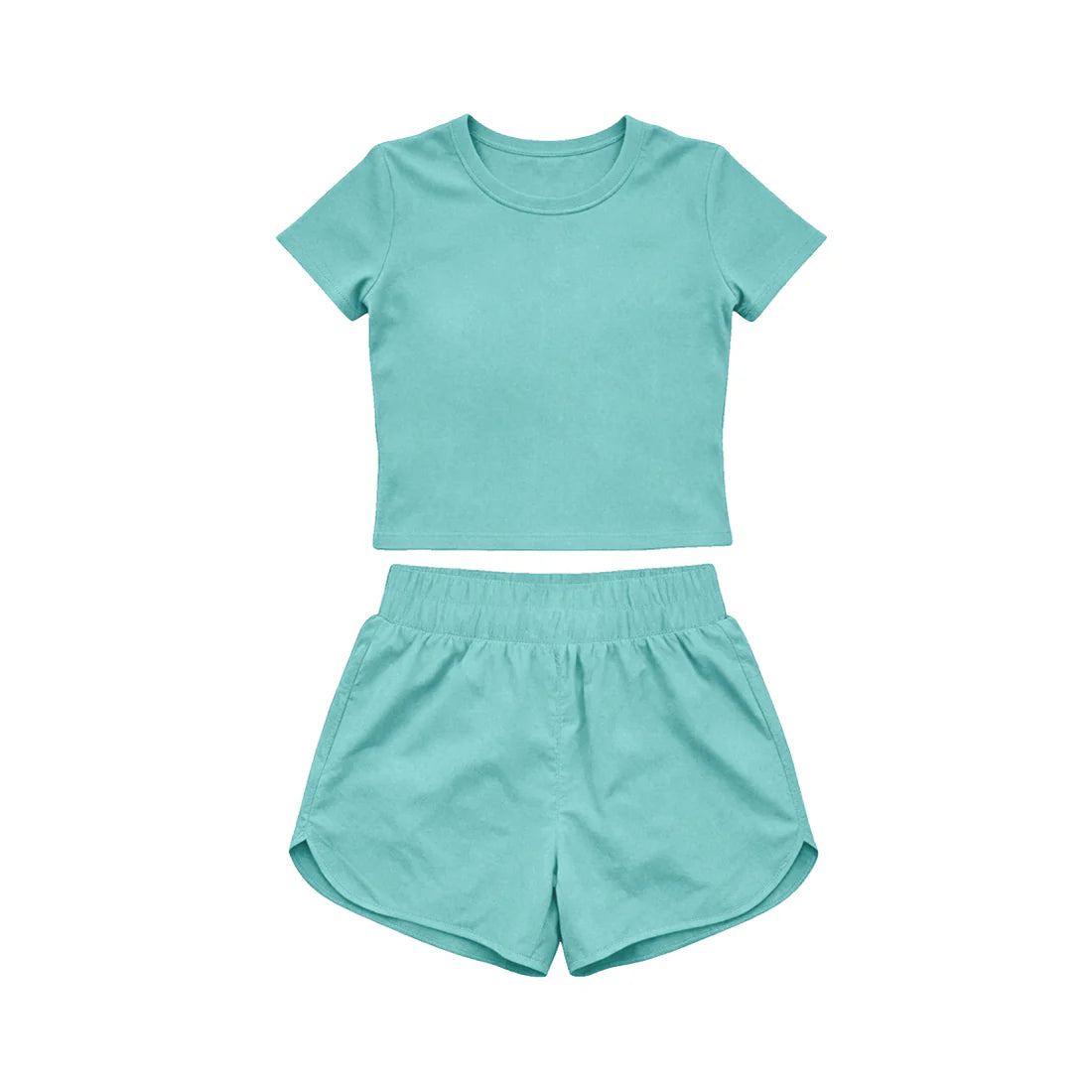 Baby Girls Aqua Short Sleeve Top Sport Short Yoga Active Clothes Sets Preorder