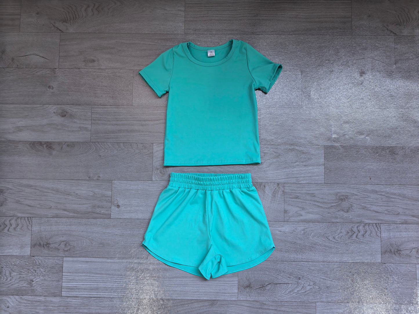 Baby Girls Aqua Blue Short Sleeve Top Sport Short Yoga Active Clothes Sets