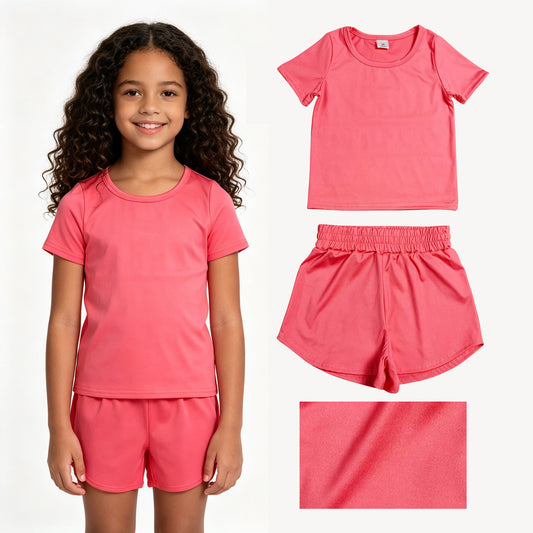 Baby Girls Watermelon Red Short Sleeve Top Sport Short Yoga Active Clothes Sets