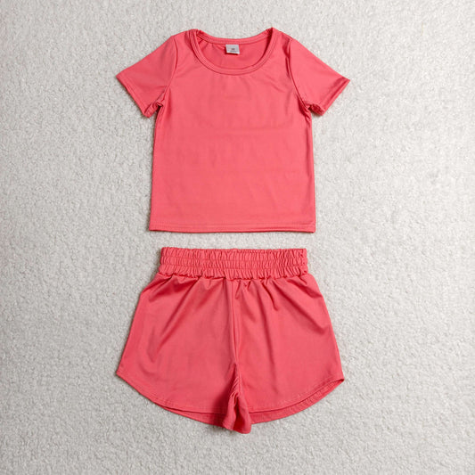 Baby Girls Watermelon Red Short Sleeve Top Sport Short Yoga Active Clothes Sets