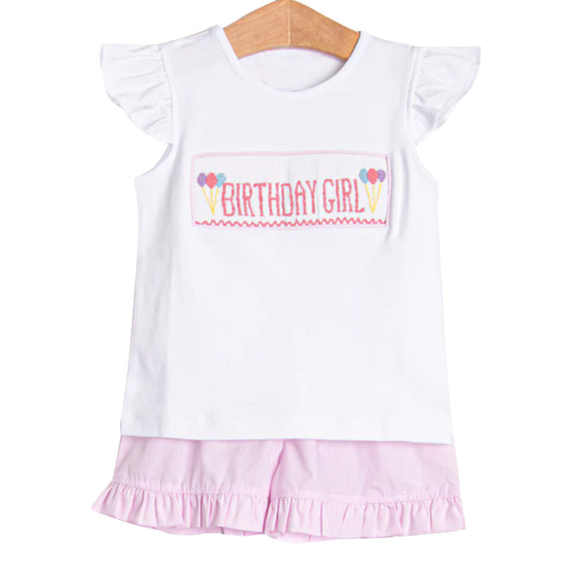 Baby Birthday Girls Flutter Sleeve Shirt Ruffle Short Clothes Sets Preorder