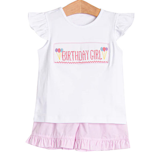 Baby Birthday Girls Flutter Sleeve Shirt Ruffle Short Clothes Sets Preorder