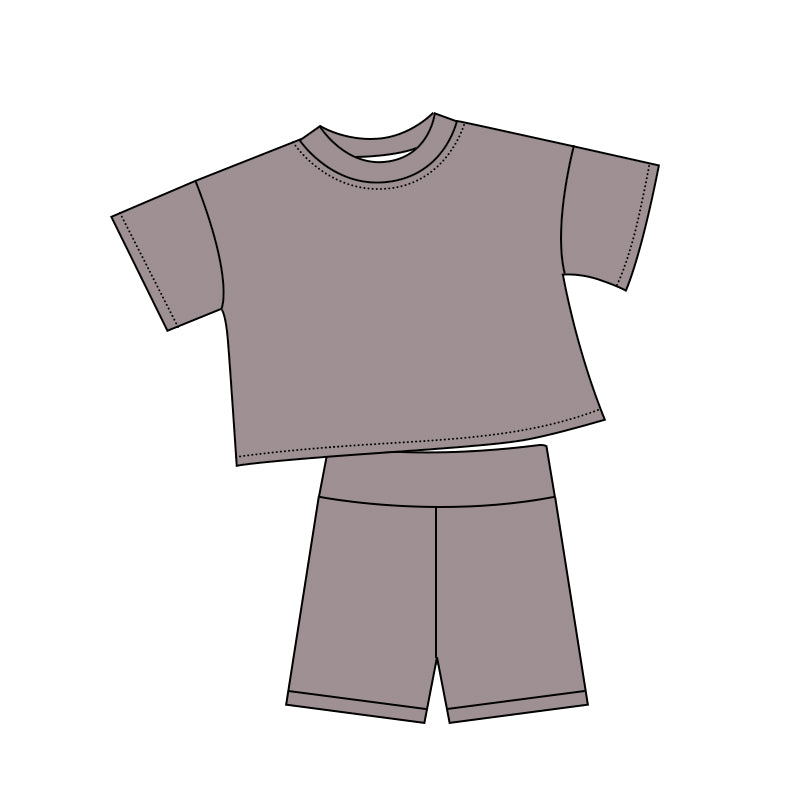 Baby Girls Brown Short Sleeve Top Short Slouchy Clothes Sets Preorder
