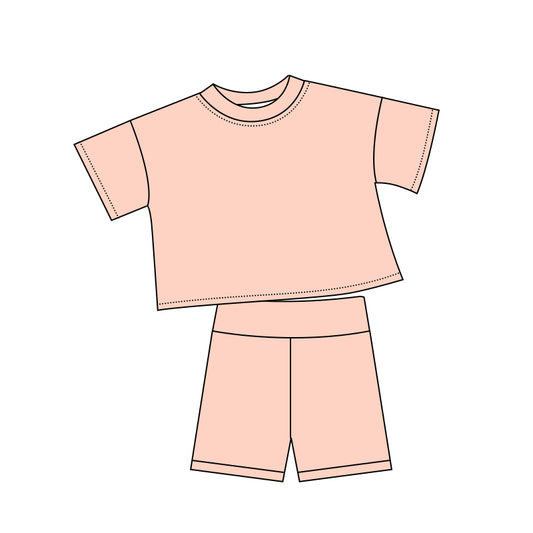Baby Girls Peach Short Sleeve Top Short Slouchy Clothes Sets Preorder