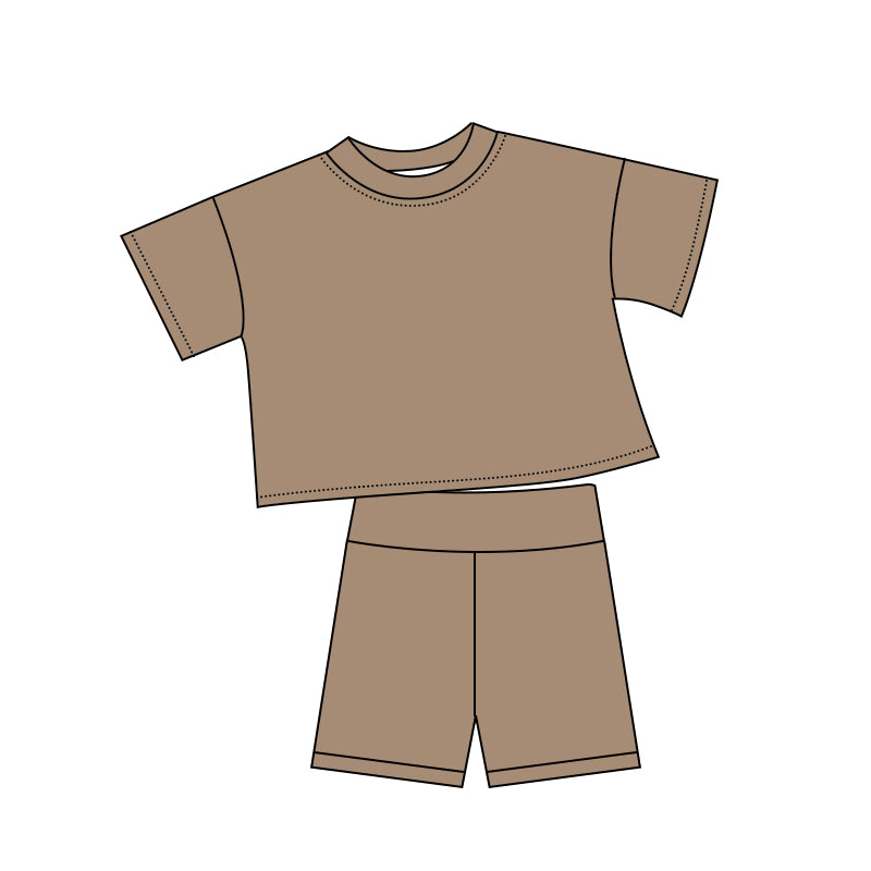Baby Girls Khaki Short Sleeve Top Short Slouchy Clothes Sets Preorder