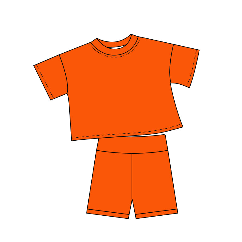 Baby Girls Orange Short Sleeve Top Short Slouchy Clothes Sets Preorder