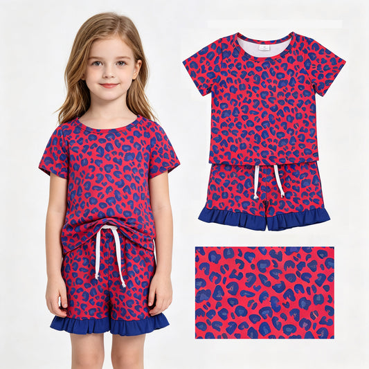 Baby Girls Hot Pink Leopard Top Pockets Ruffle Short Clothes Set