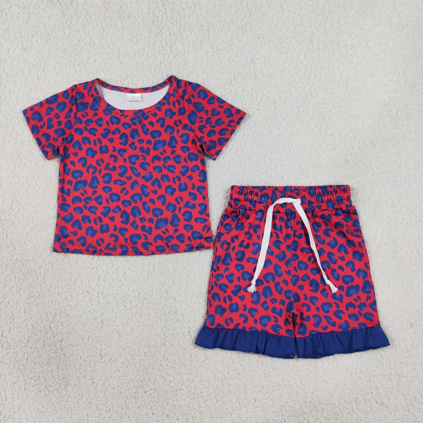 Baby Girls Hot Pink Leopard Top Pockets Ruffle Short Clothes Set