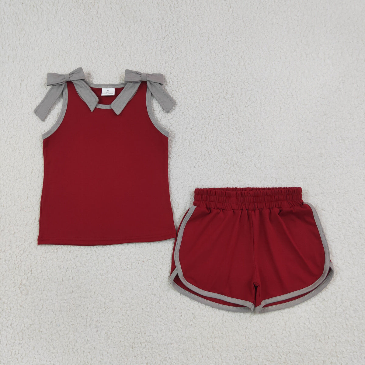 Sibing Preorder Baby Girls Cotton Bows Sleeveless Top Short Clothes Sets