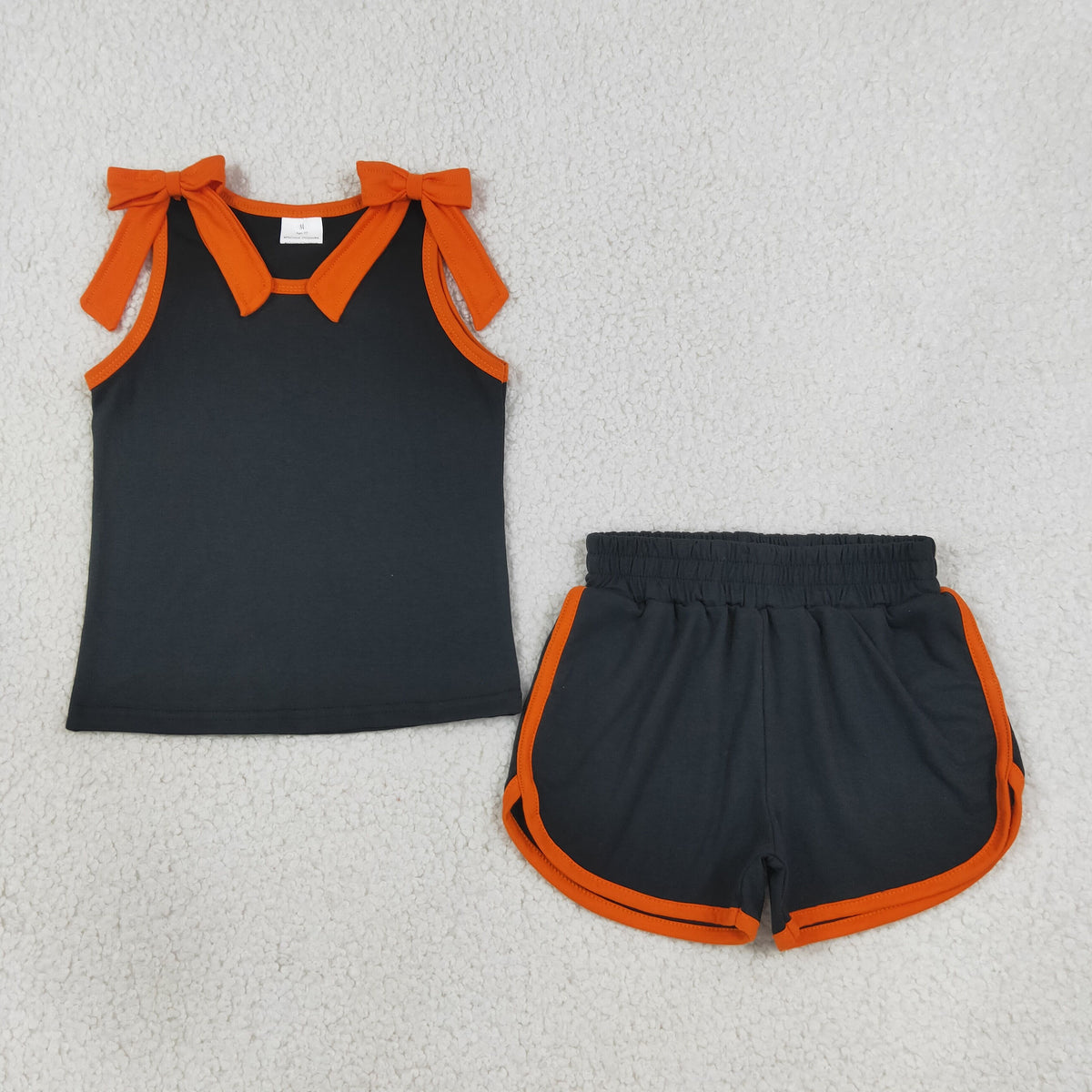 Sibing Preorder Baby Girls Cotton Bows Sleeveless Top Short Clothes Sets