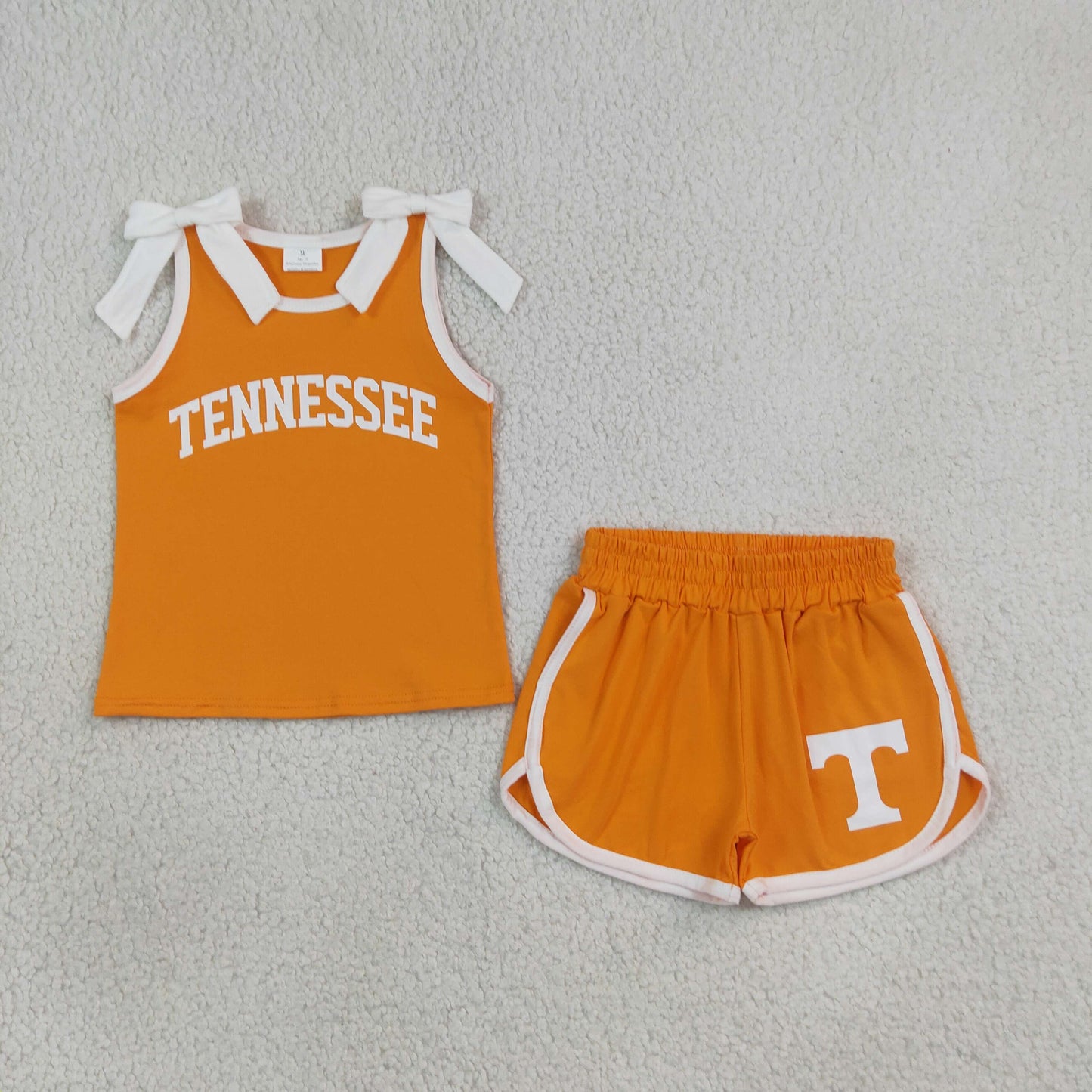 Sibling Baby Girls Bows Sleeveless Shirts Top Short Vinyl Team Clothes Sets