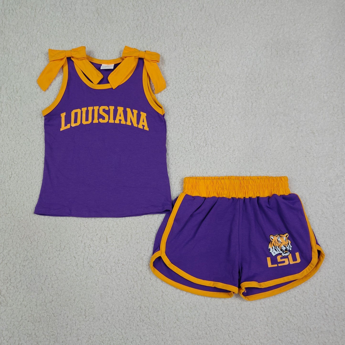 Sibling Baby Girls Bows Sleeveless Shirts Top Short Vinyl Team Clothes Sets