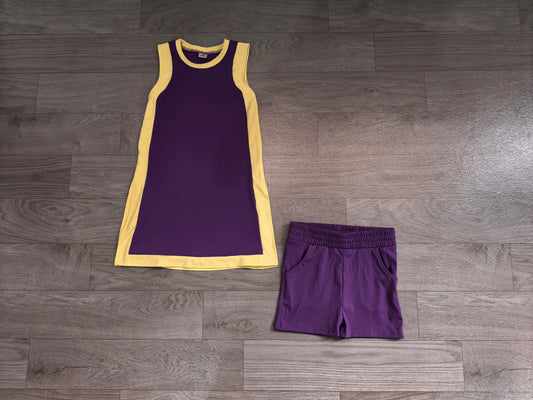 Baby Girls Sleeveless Yellow Purple Yoga Active Split Skirt Short Clothes Set Preorder