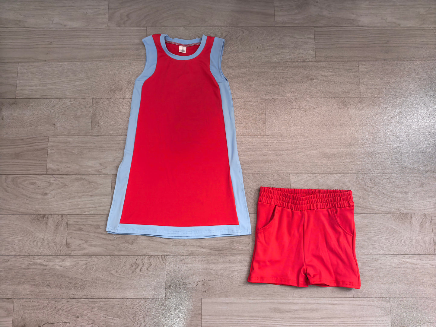 Baby Girls Sleeveless Blue Red Yoga Active Split Skirt Short Clothes Set Preorder
