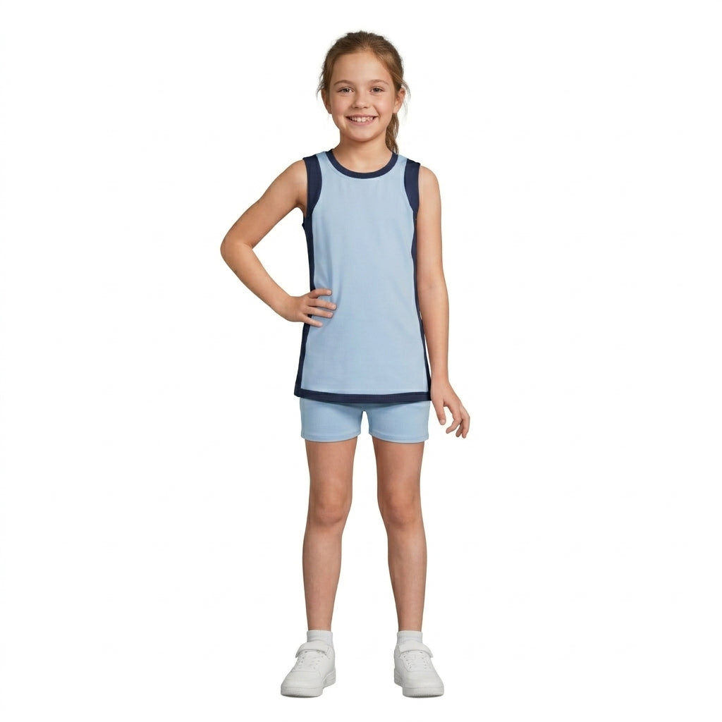 Baby Girls Navy Blue Split Dress Skirt Short Yoga Active Clothes Set