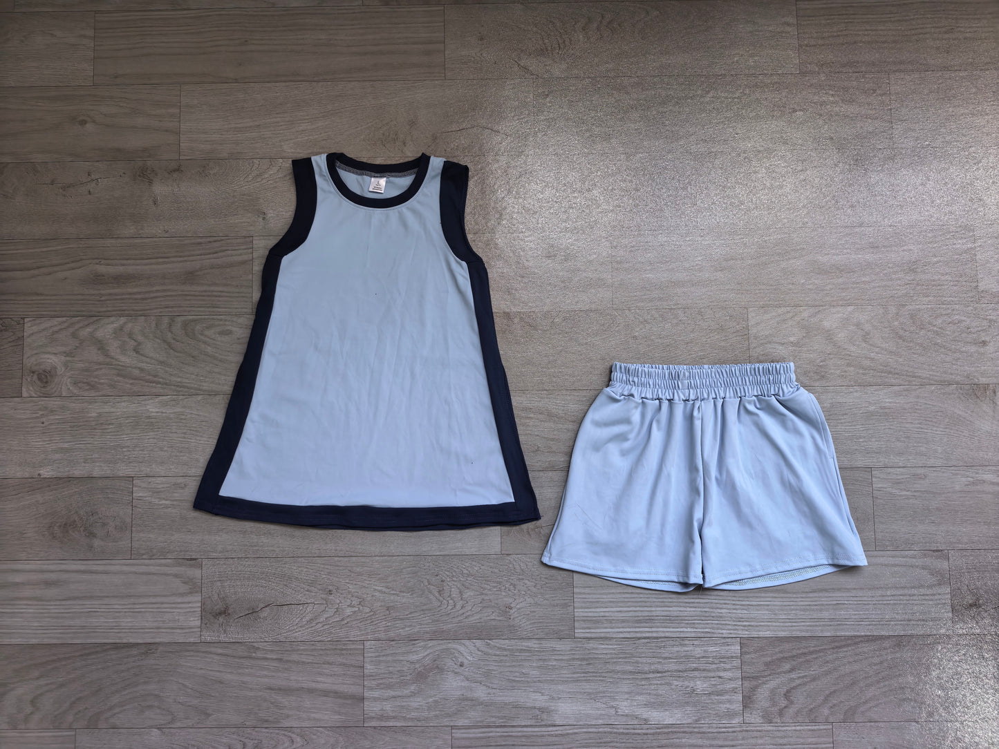 Baby Girls Sleeveless Navy Blue Yoga Active Split Skirt Short Clothes Set Preorder