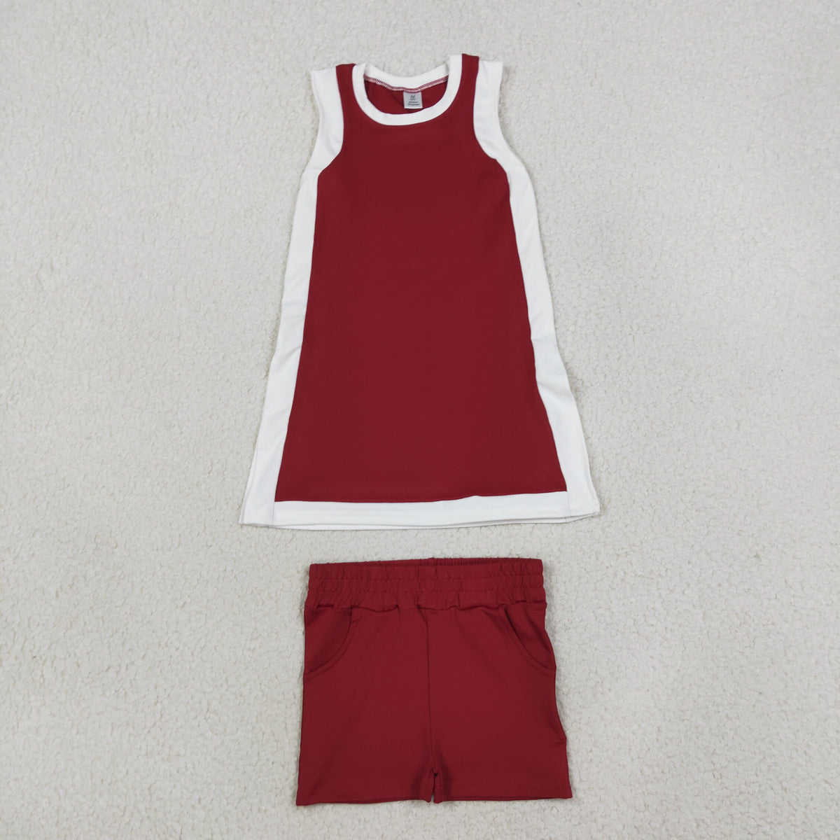 Baby Girls Sleeveless White Maroon Yoga Active Split Skirt Short Clothes Set