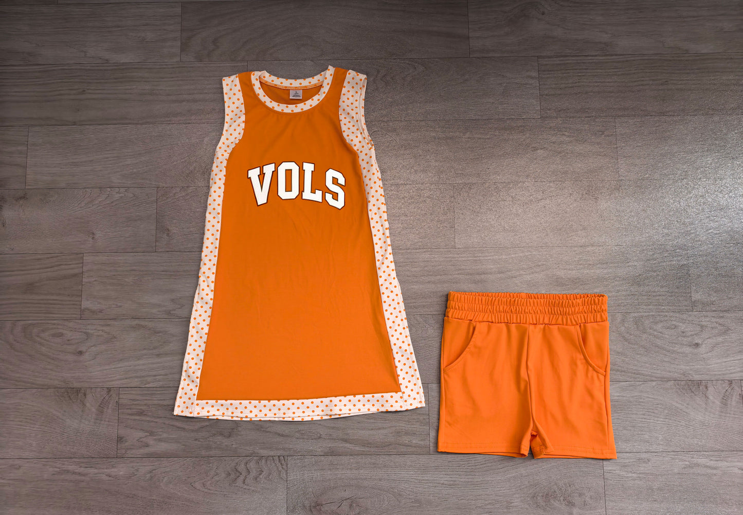 Baby Girls Orange Polka Dots Vols Split Tunic Short Yoga Active Team Clothes Sets Preorder