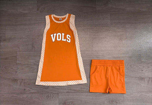 Baby Girls Orange Polka Dots Vols Split Tunic Short Yoga Active Team Clothes Sets Preorder