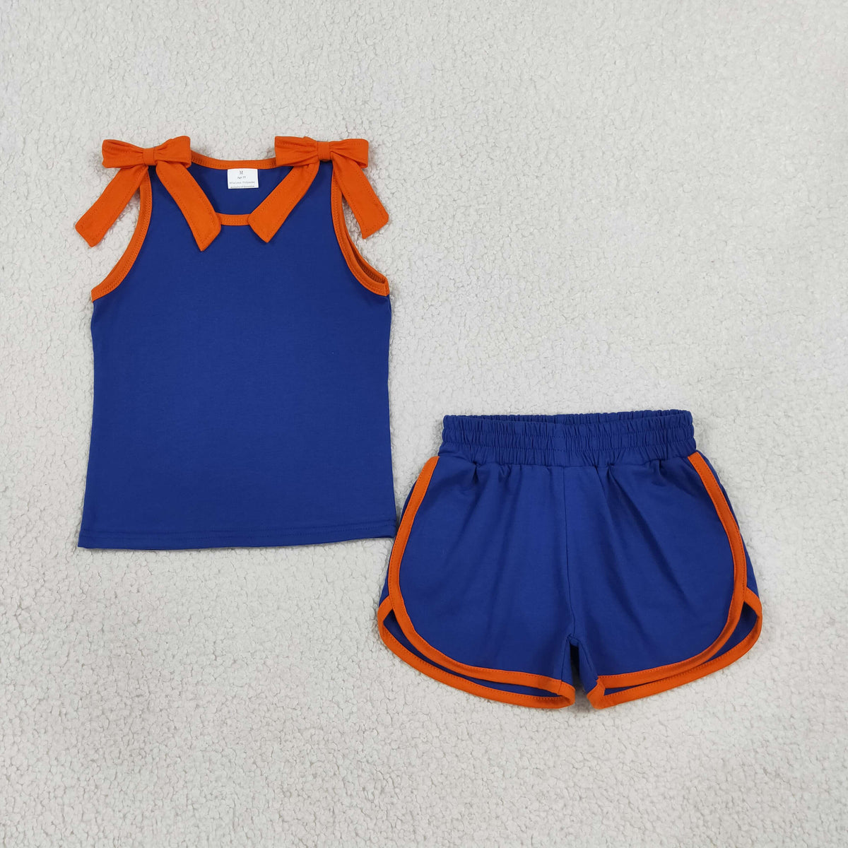 Baby Girls Hot Blue Orange Bows Sleeveless Vest Pockets Short Clothes Sets