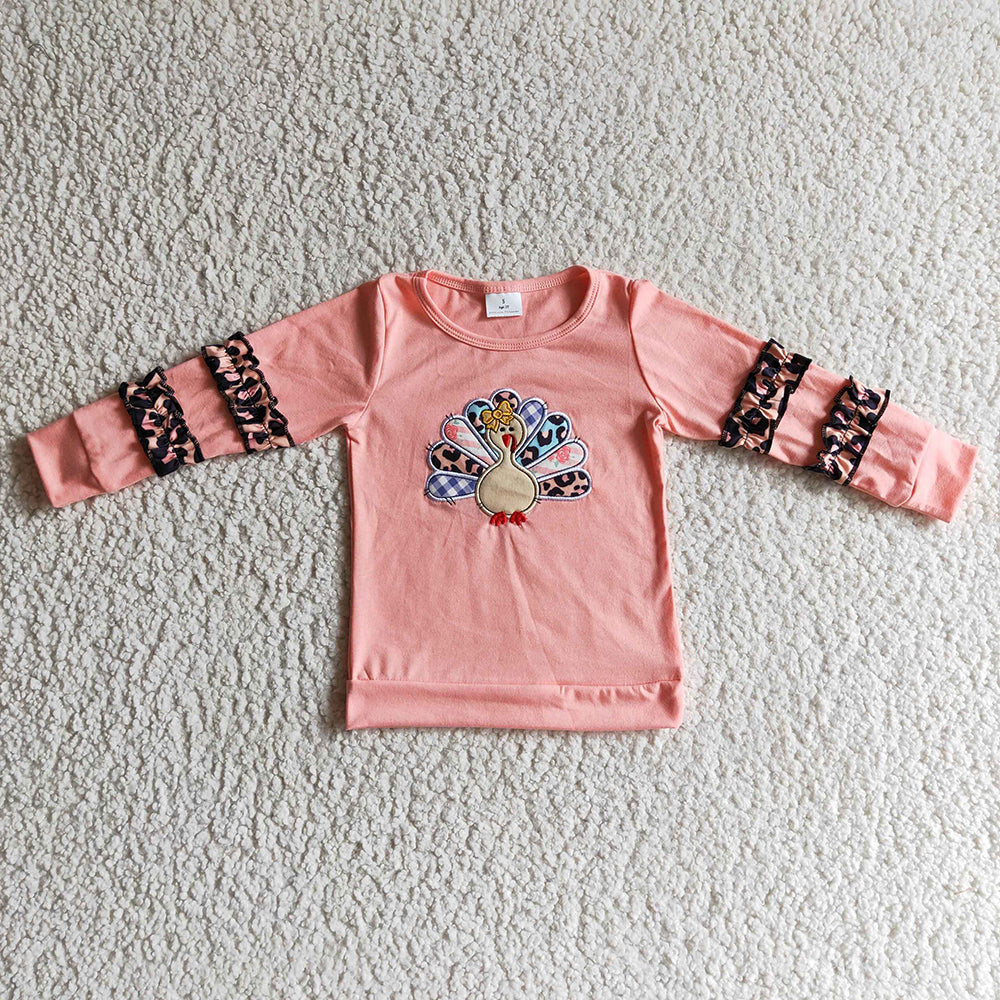 Sibling Baby Boys Girls Embroidery Turkey Thanksgiving Tee Shirts Top