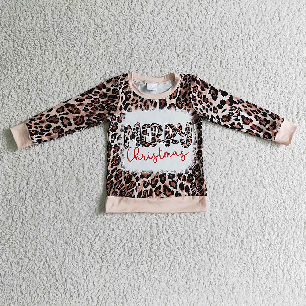 USA Shop Baby Girls Merry Christmas Leopard Shirts Tops