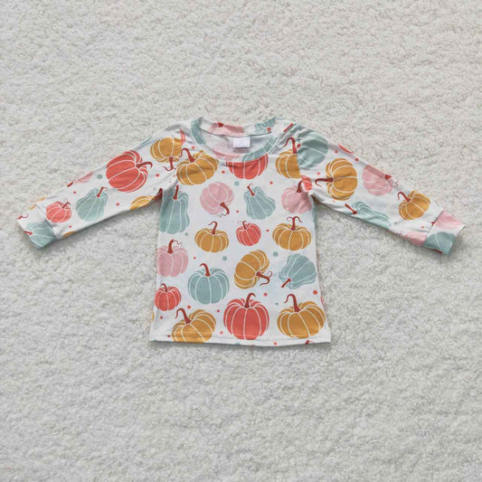 Sibling Baby Boys Girls Bows Pumpkins Fall Tee Shirts Top