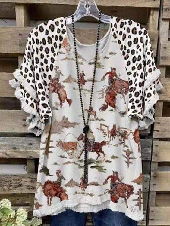 Women adult Western Cowboy Short Sleeve Tee shirts preorder