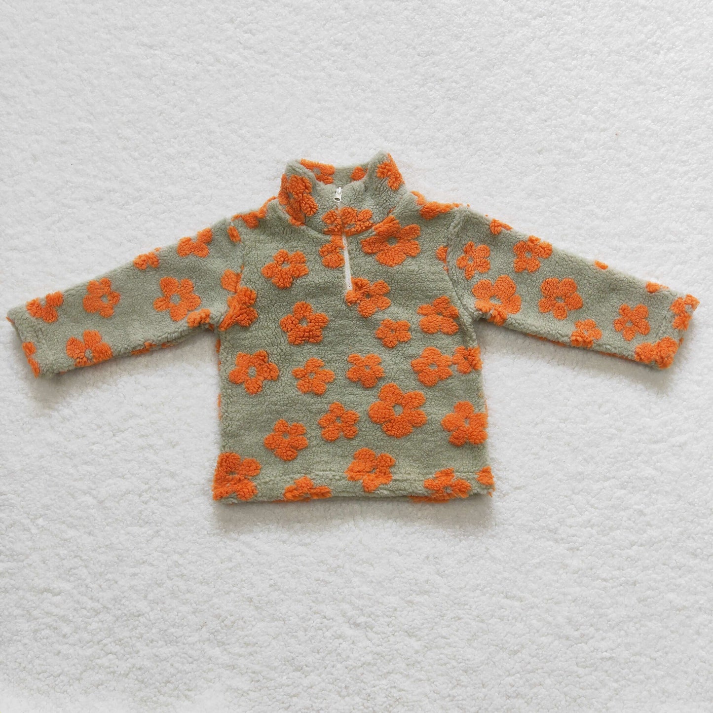 Sibling Baby Girls Long Sleeve Colorful Flowers Zip Pullovers Top