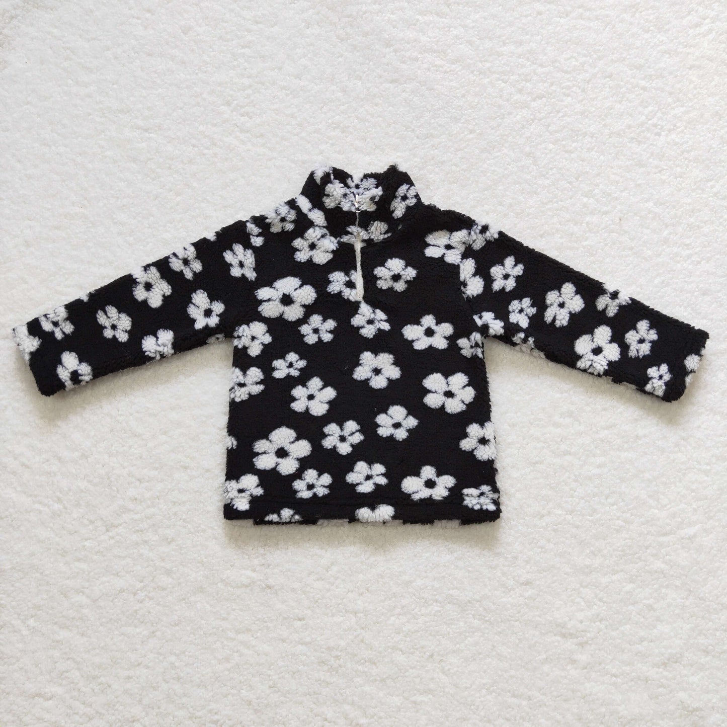 Sibling Baby Girls Long Sleeve Colorful Flowers Zip Pullovers Top