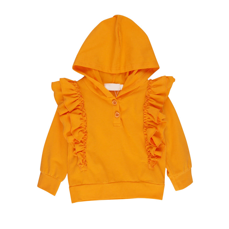 Baby Girls Orange Ruffle Hoodie Long Sleeve Tops preorder