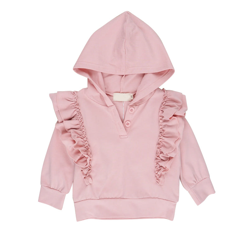 Baby Girls Pink Ruffle Hoodie Long Sleeve Tops preorder