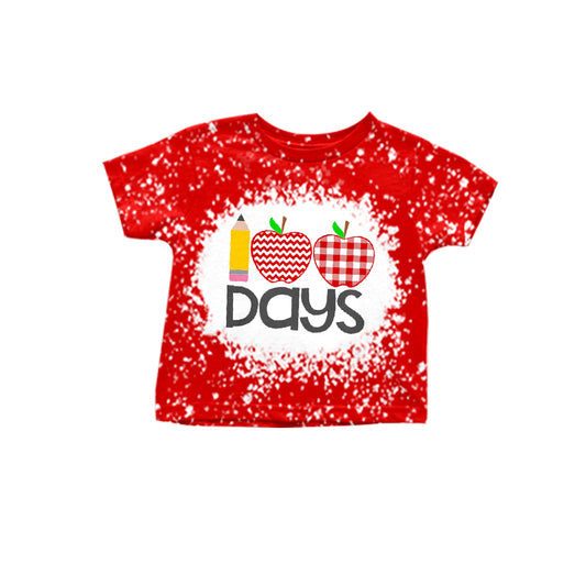 Baby Girls 100 Days Of School Apple Short Sleeve Red Tee Shirts Tops preorder