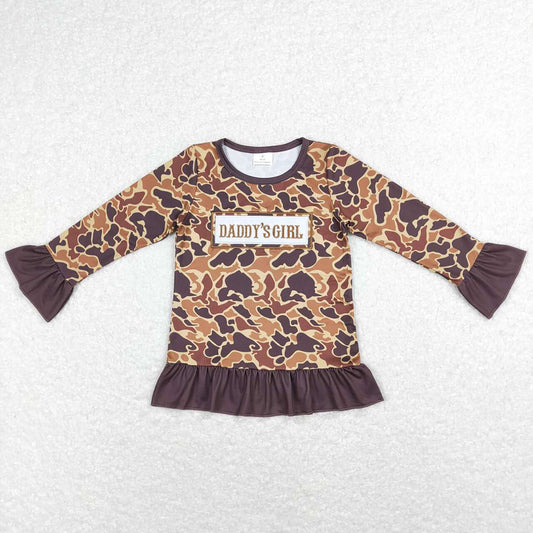 Sibling Baby Girls Daddy's Girl Camo Flowers Father Day Long Sleeve Tee Shirts Tops