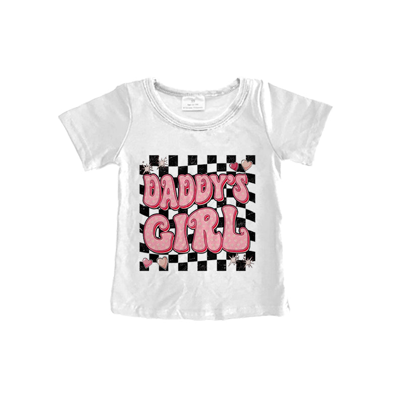 Baby Girls Short Sleeve Daddy's Girl White Tee Shirt Tops preorder