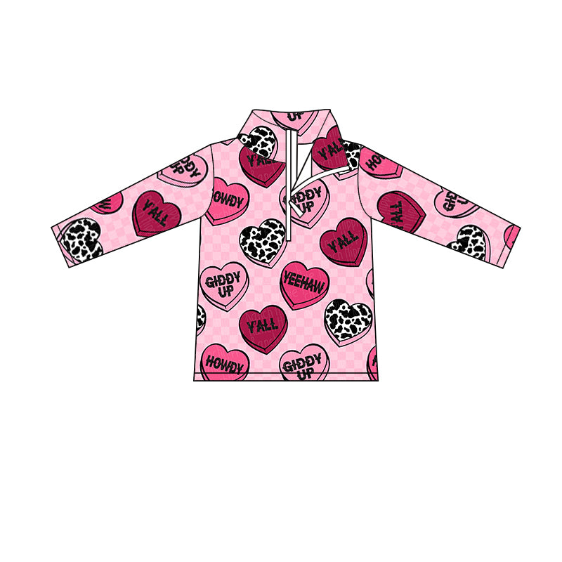 Baby Girls Valentines Hearts Long Sleeve Pullovers Tops Preorder