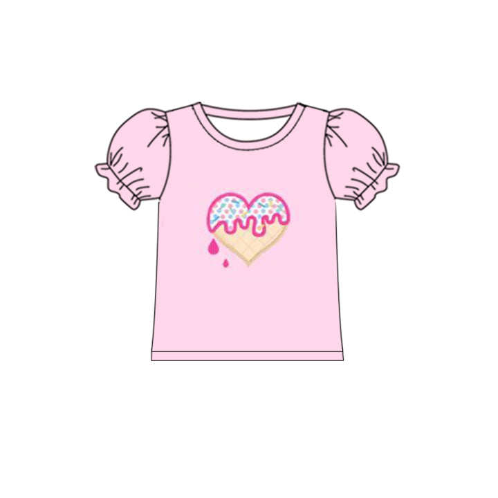 Baby Girls Toddler Hearts Pink Short Sleeve Tee Tops Preorder