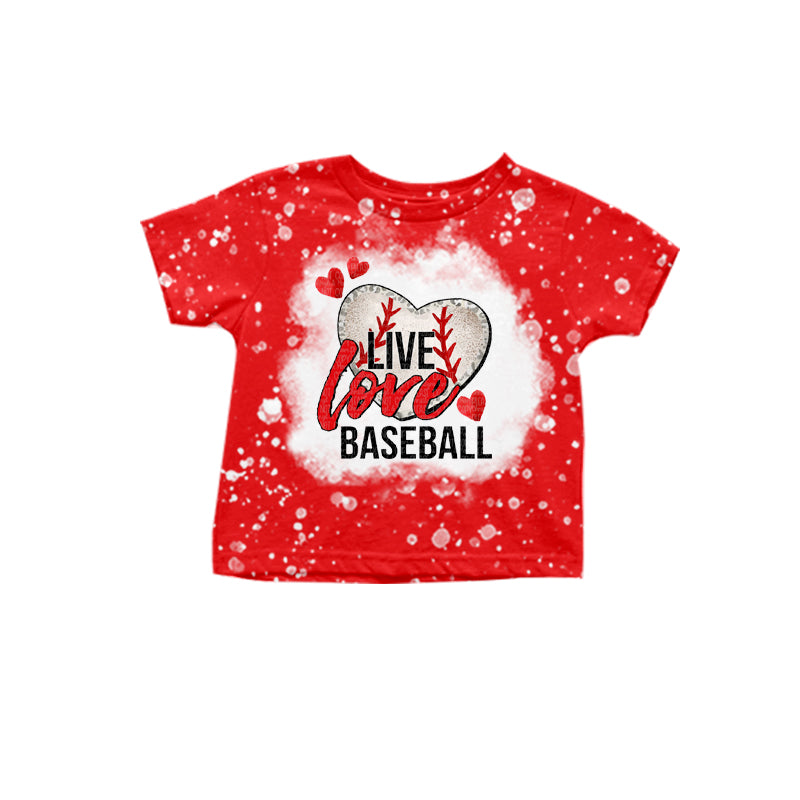 Baby Girls Love Baseball Red Short Sleeve Tee Shirts Tops Preorder