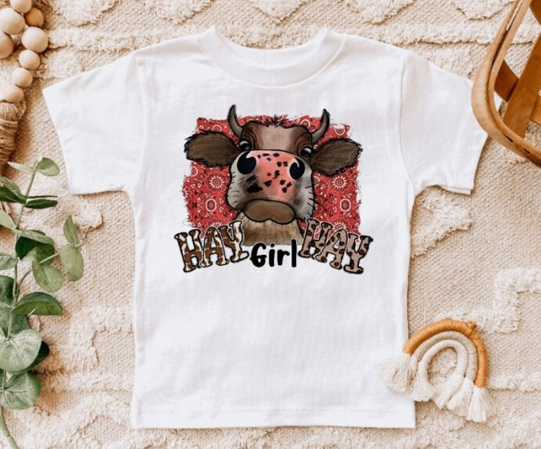 Baby Girls Hey Girl Hay Short Sleeve Tee Shirts Tops Preorder