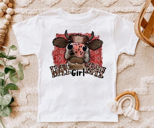 Baby Girls Hey Girl Hay Short Sleeve Tee Shirts Tops Preorder