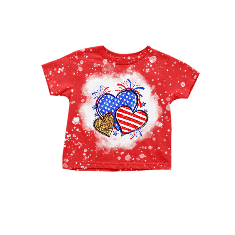 Baby Boys 4th Of July Hearts Short Sleeve Tee Shirts Tops Preorder