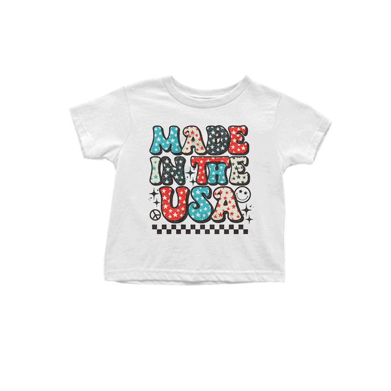 Baby Boys 4th Of July Made In the USA White Short Sleeve Tee Shirts Tops preorder