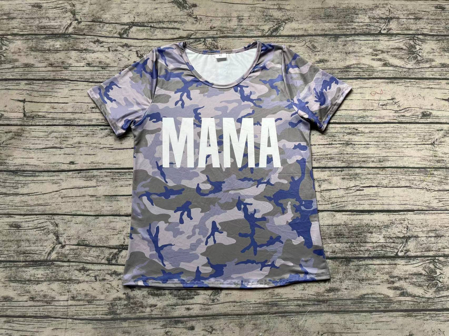 Adult Women Camo Mama Short Sleeve Tee Shirts Tops