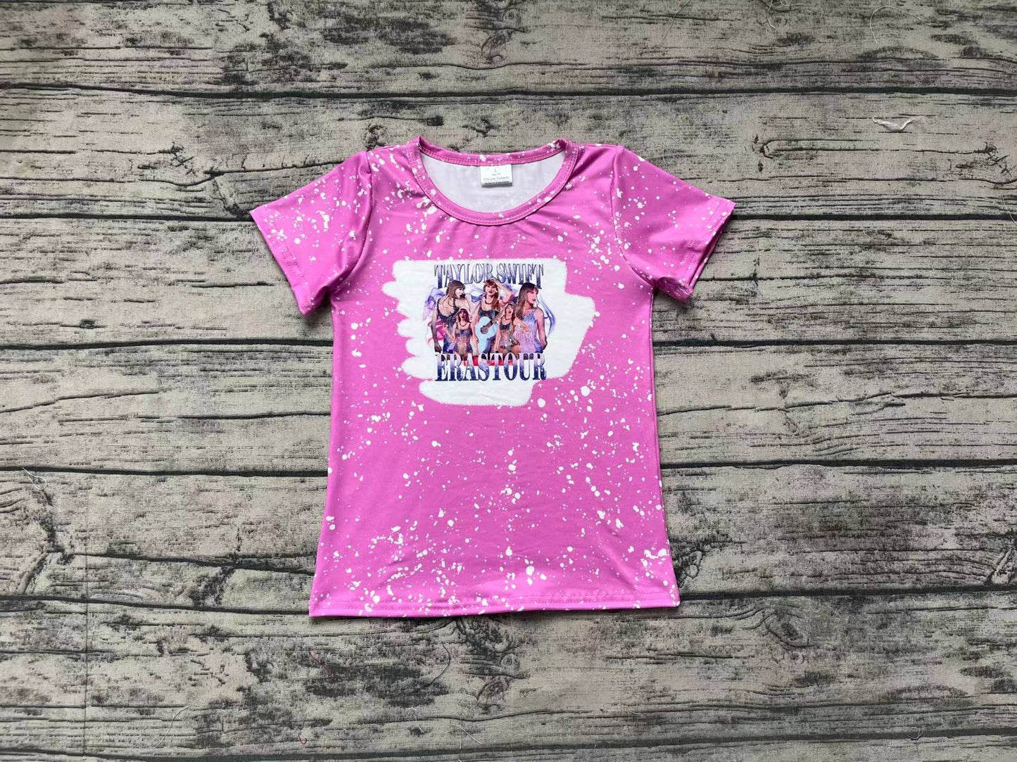 Baby Girls Pink Bleached Eras Short Sleeve Tee Shirts Tops