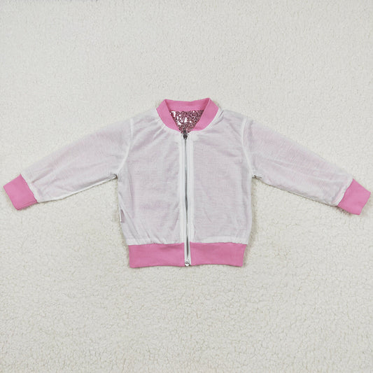 Baby Girls Pink Concert Wear Singer Long Sleeve Sequin Jackets