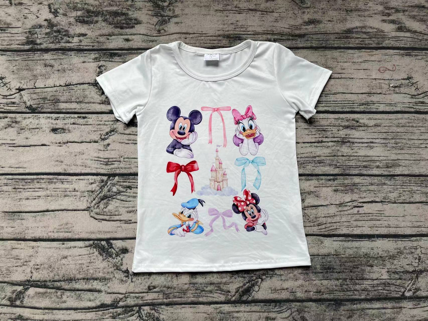 Baby Girls Cartoon Mouse Bows Short Sleeve Shirts Tops