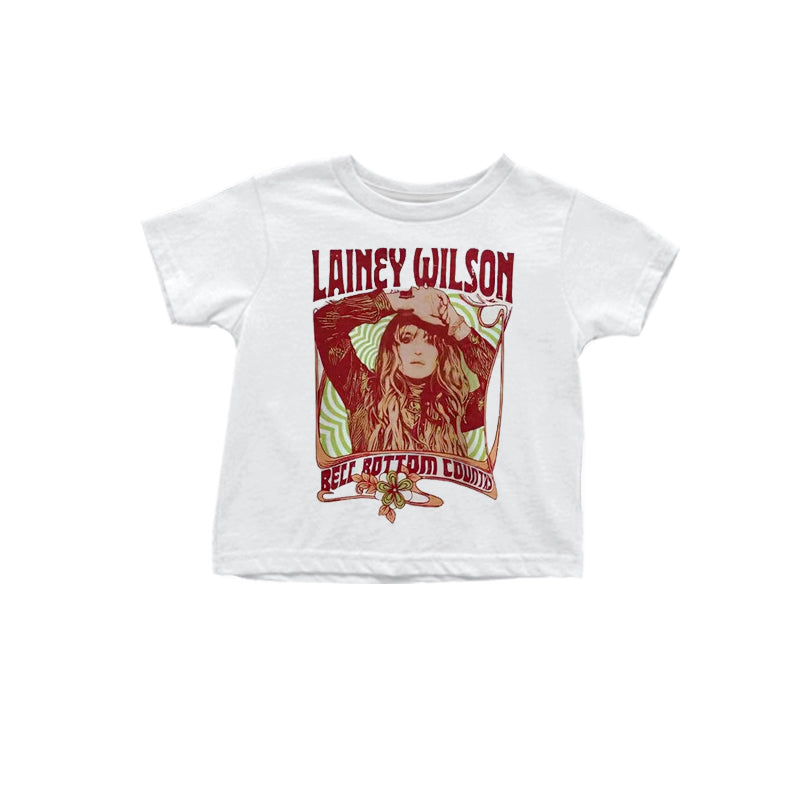 Baby Girls White Western Singer Short Sleeve Tee Shirts Tops Preorder