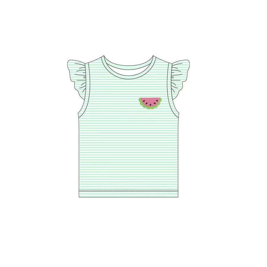 Baby Girls Flutter Sleeve Watermelon Tee Shirts Tops Preorder