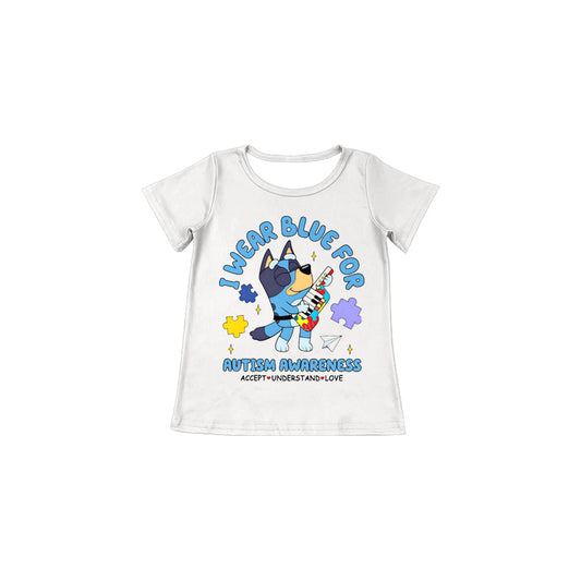 Adult Women Mama Wear Blue Autism Short Sleeve Tee Shirts Tops Preorder