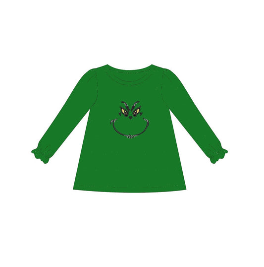 Baby Girls Christmas Green Face Smile Tunic Tops Preorder